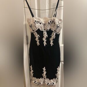 Haute Monde Black Dress with White Lace